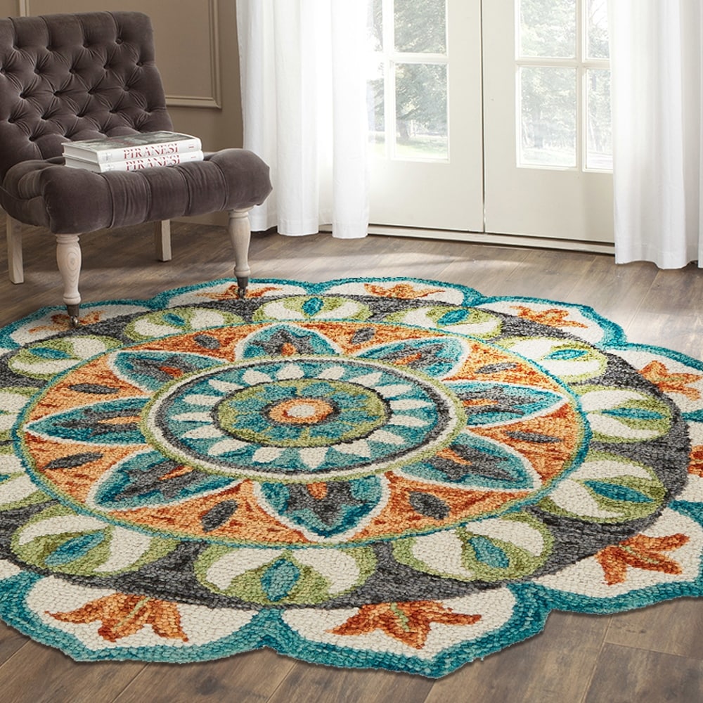 Beautiful Agave Leaves Round Rug Pink And Blue Rug Tropical Flower Circle Rugs Pastel Floral Round Rugs Tropic Plant Rugs