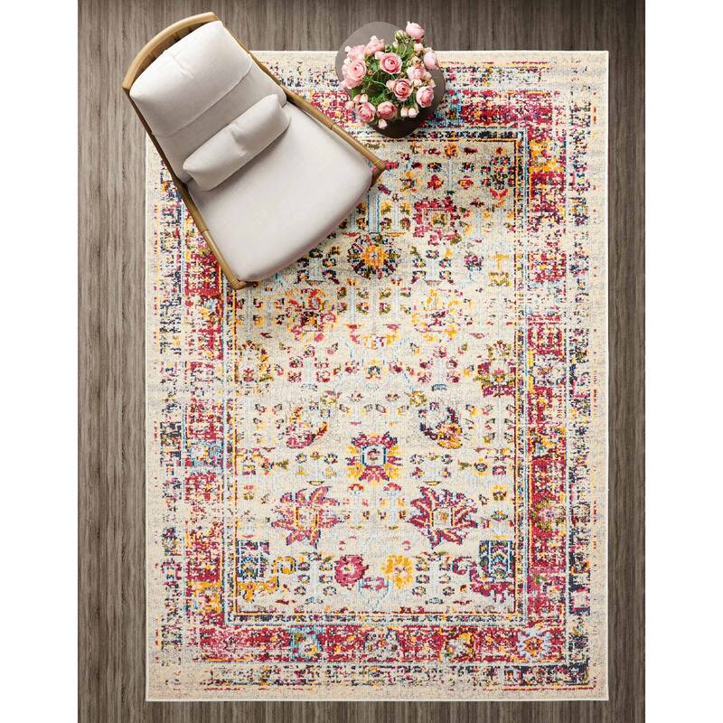 ECARPETGALLERY Machine Made Jasmine Ivory Area Rug