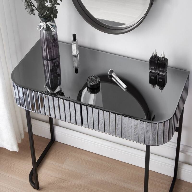 39" Modern Makeup Vanity Table with Stainless Steel Base (Mirror not included)