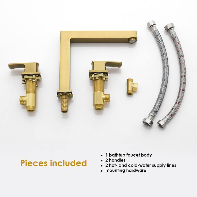 Altair Calden Double Handle Deck-Mount 8 in. Widespread Roman Tub Faucet in Brushed Gold