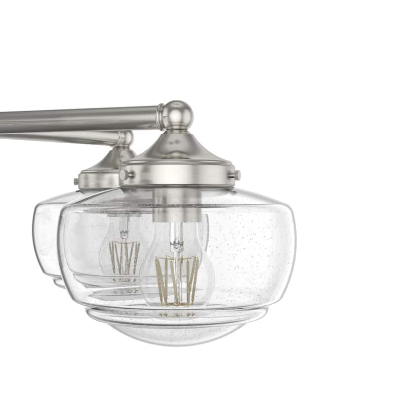 Hunter Saddle Creek Contemporary Schoolhouse Chandelier - Clear or White Glass Globes - Entry, Dining Room, Kitchen Table