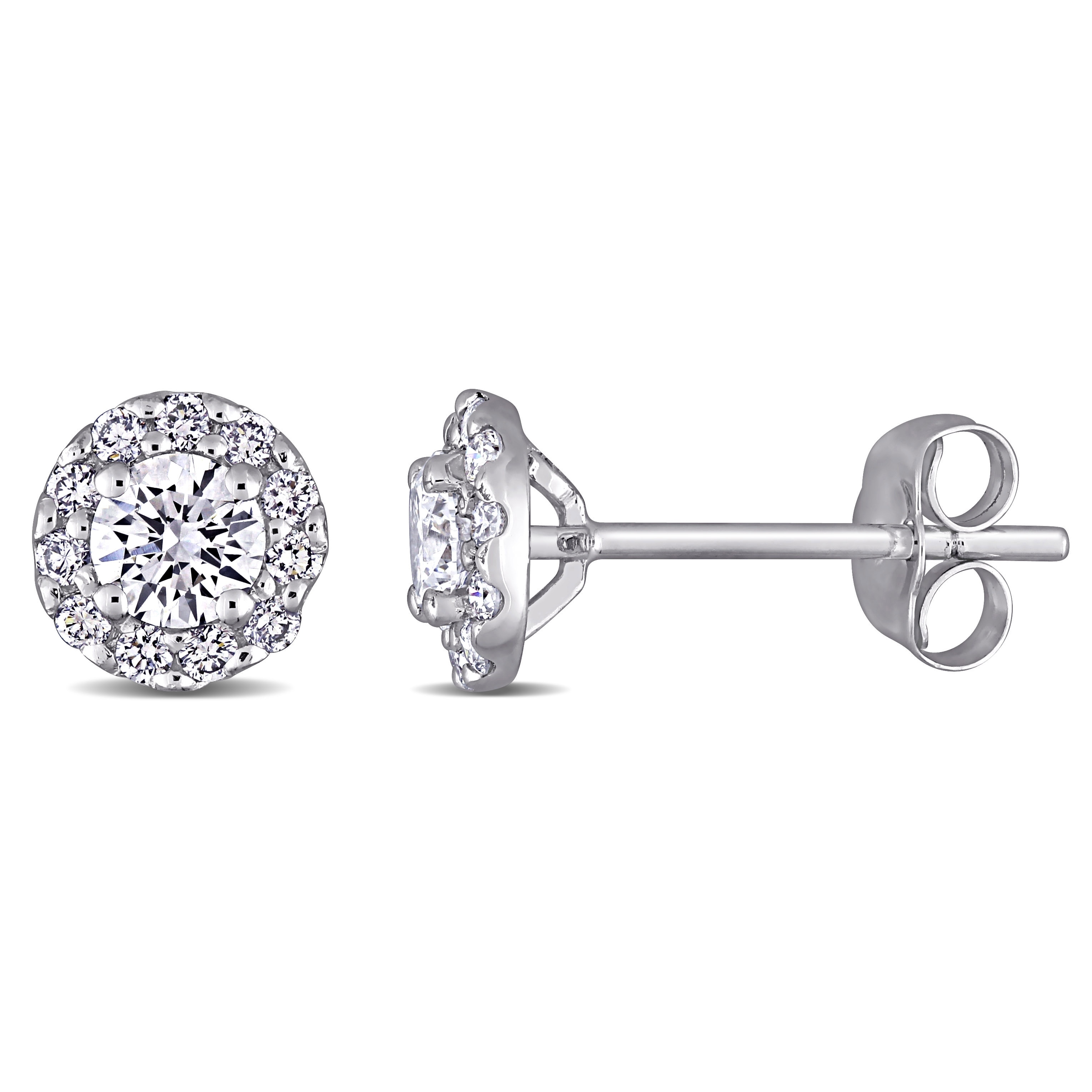Miadora 3/4ct TW Lab Grown Diamond Halo Stud Earrings 14k White Gold