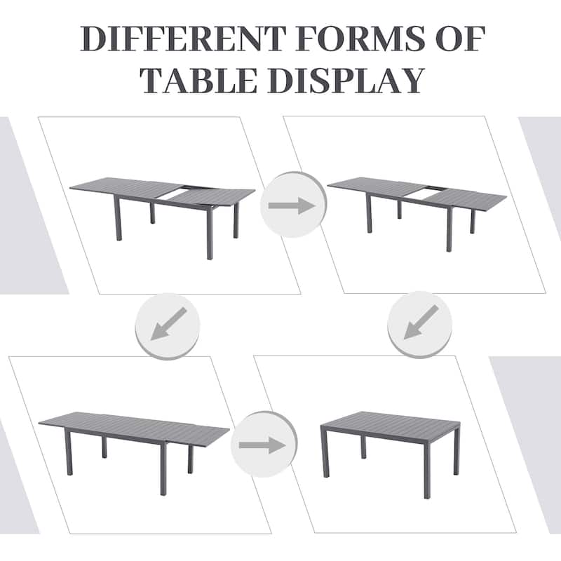 Outdoor Patio Dining Sets with PE Wicker Chairs and Extendable Aluminum Dining Table for 8 Persons