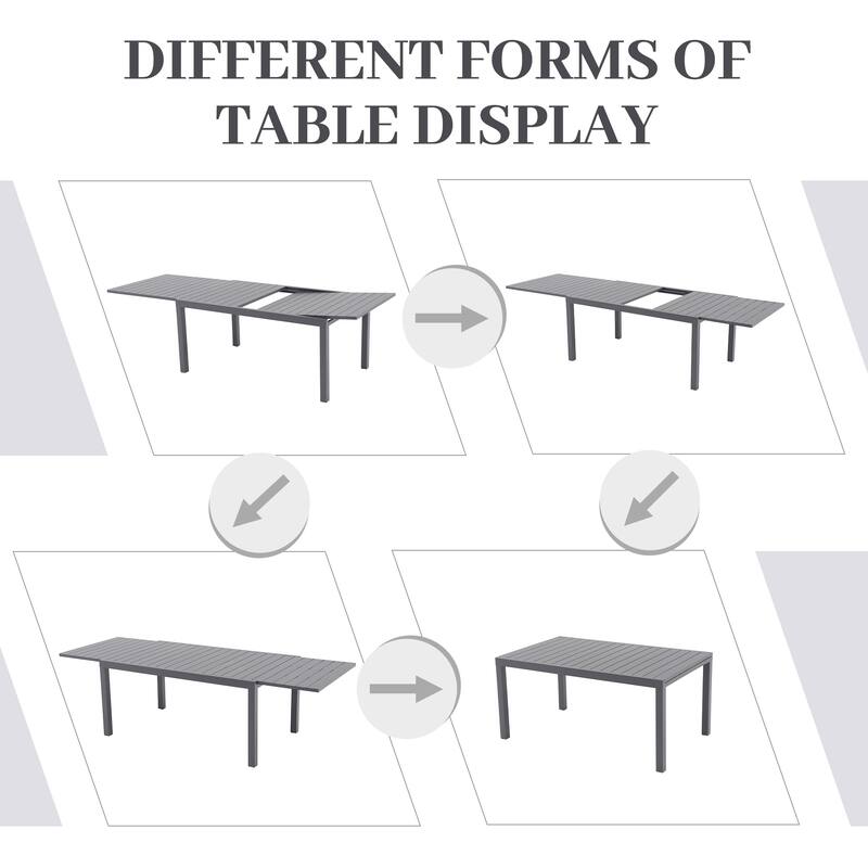 Outdoor Patio Dining Sets with Rattan Chairs and Aluminum Extendable Dining Table for 8 Persons