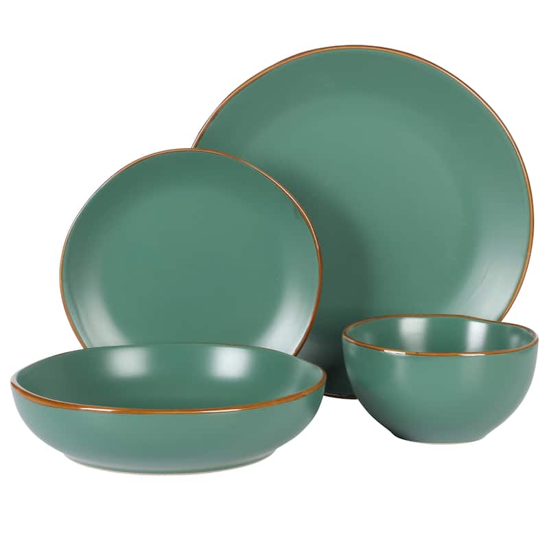 Gibson Home Hazeltine 16 Piece Plates and Bowls Dishes Stoneware Ceramic Dinnerware Set