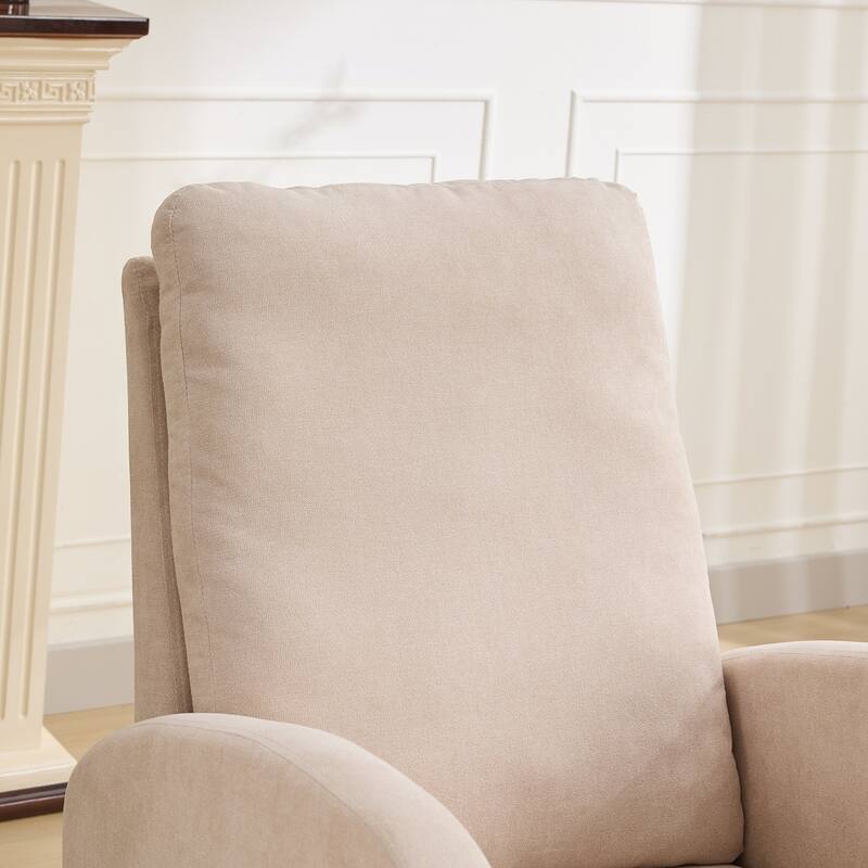 27.2"W Rocking Chair, Polyester Glider Chair with High Back Side Pocket, Rocking Accent Armchair with Rubber Wood Legs