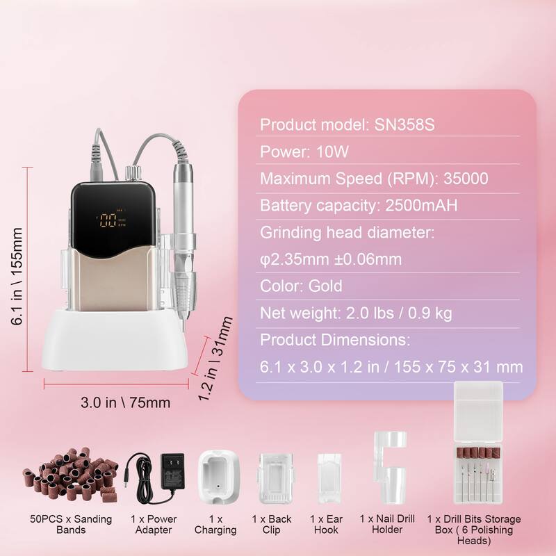 Electric Rechargeable Nail Drill for Manicure Pedicure Carve Polish