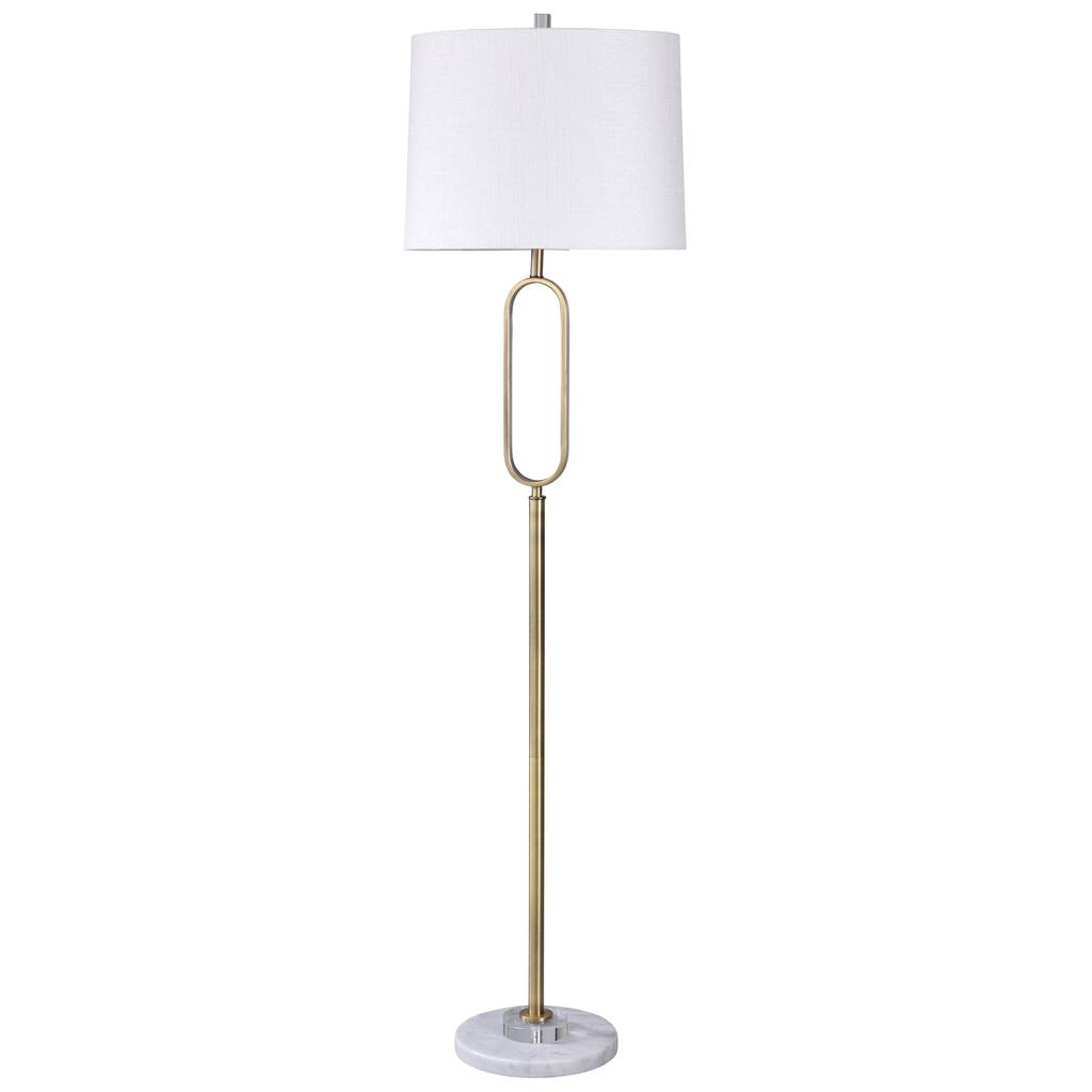 StyleCraft Rosa Gold, Marble, Crystal and Silver Floor Lamp - White Shade