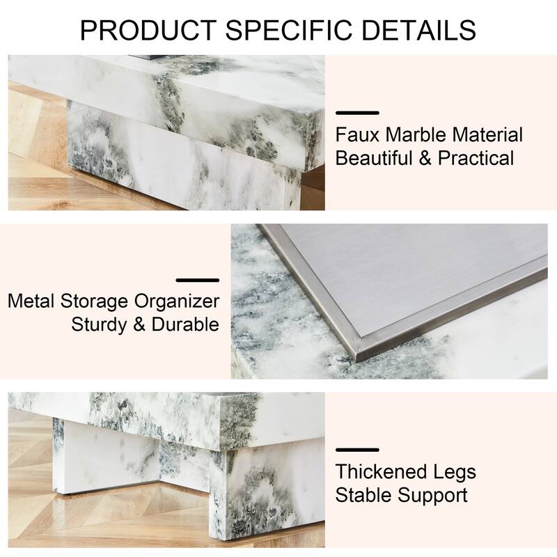 Modern Imitation Marble Coffee Table Simple Coffee Table Multifunctional Coffee Table, for Living Room