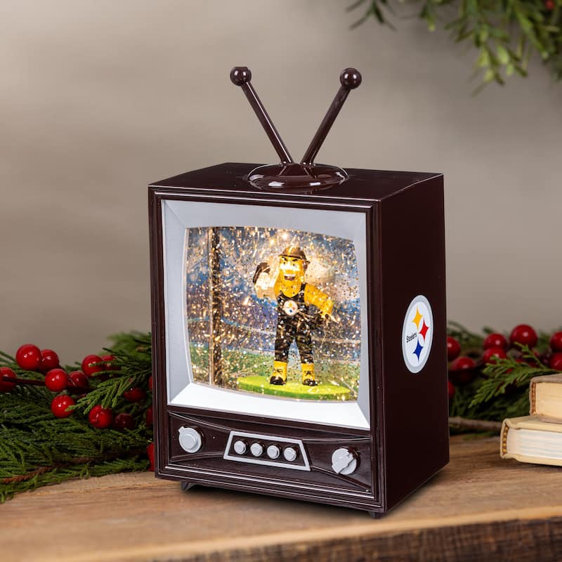 Pittsburgh Steelers 8 in. Vintage TV Light Up Water Lantern Snow Globe with Mascot