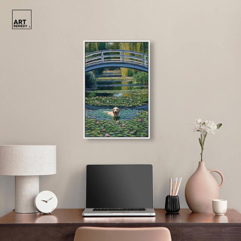The Pond Under the Bridge Canvas by Art Remedy