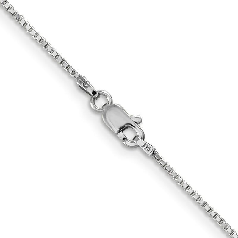 Curata 14k White Gold Solid 1.0mm Box Chain Necklace Options: 16 18 20 22 24 26 28 30