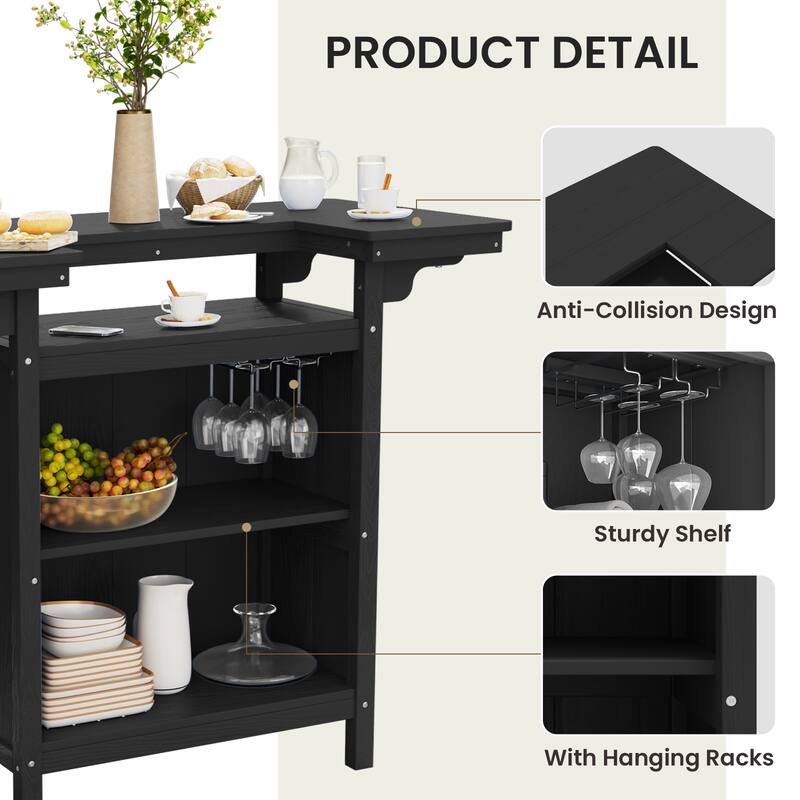 HDPE Indoor/Outdoor Bar Table with Storage Shelves