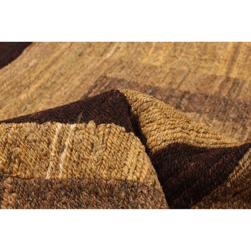 ECARPETGALLERY Flat-Weave Natural Brown Wool Tapestry Kilim - 5'0 x 6'7