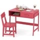 preview thumbnail 2 of 28, Costway Kids Desk and Chair Set with Storage Drawer and Hutch, Student - See Details Pink