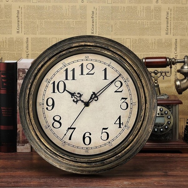 Retro Wall Clock, 12'' Non Ticking Classic Silent Wall Clocks