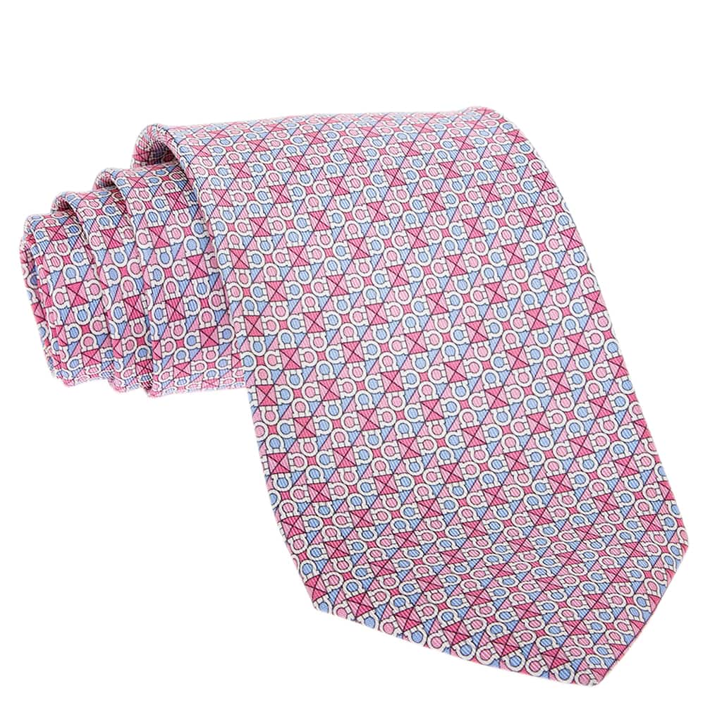Ferragamo Gancini Square Print Silk Tie