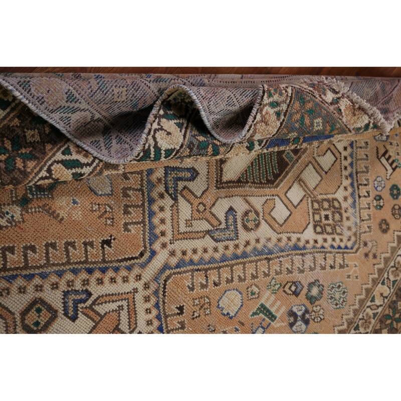 Orange Bakhtiari Persian Vintage Area Rug Handmade Wool Carpet - 5'1" x 9'9"