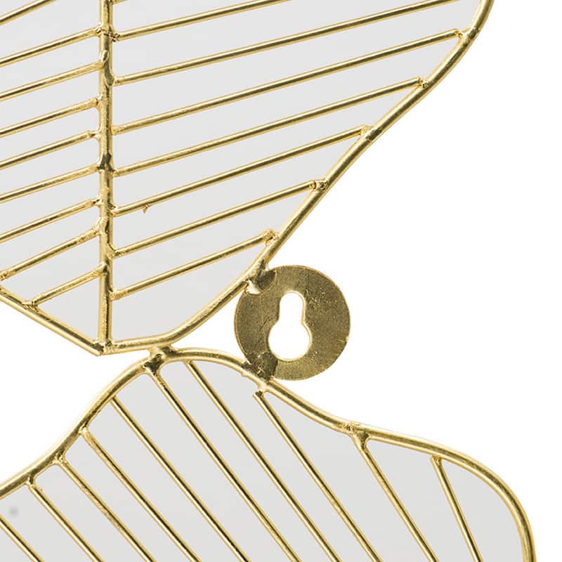 49 Inch Decorative Wall Art, Attached Leaves Design, Iron, White and Gold