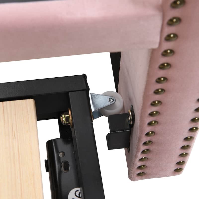 Button Tufted Backrest Daybed, Twin To King Extendable Sofabed with 2 Armrests & Pop Up Trundle Bed, Velvet Platform Bed