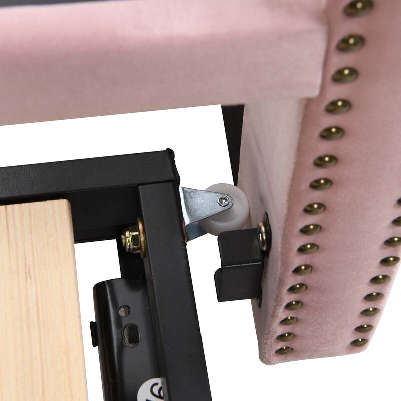 Twin Size Upholstered daybed with Pop Up Trundle, Pink