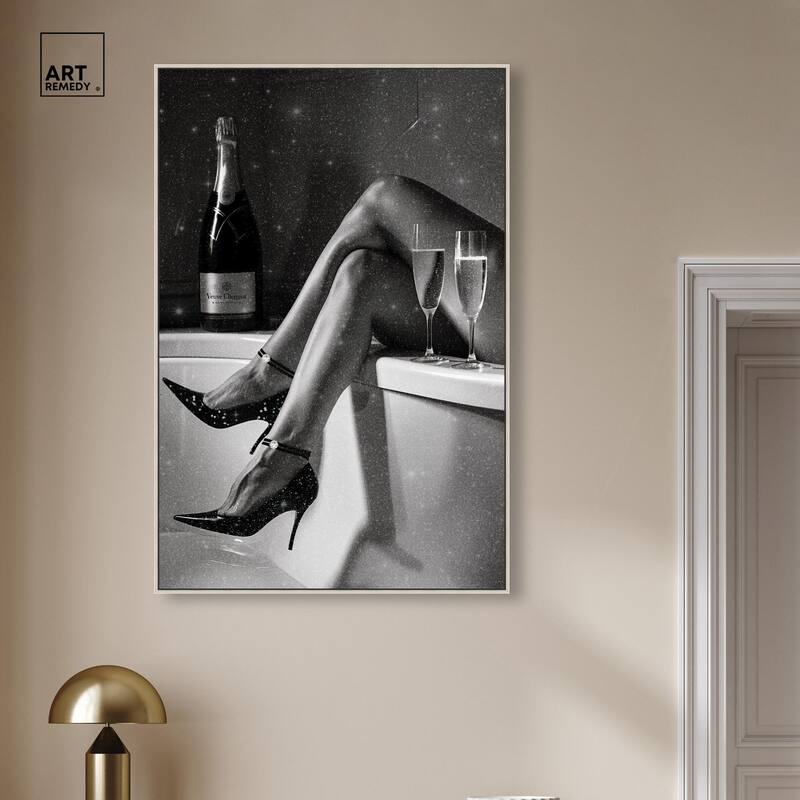 Champagne Bath Glamour Canvas by Art Remedy