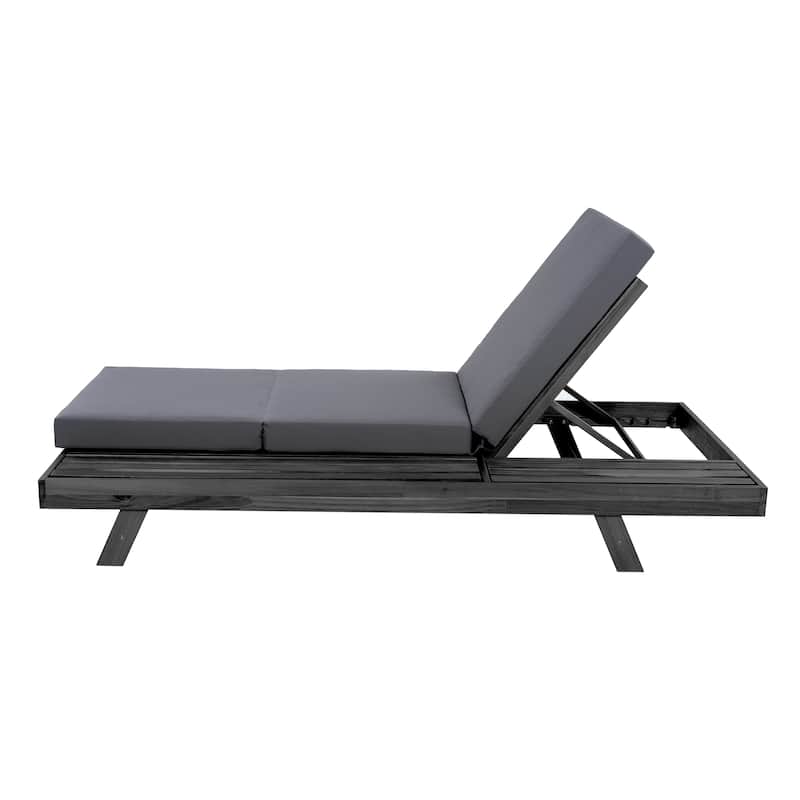 Christopher Knight Home - Calder Modern Outdoor Acacia Wood 4-Position Adjustable Chaise Lounge with Triple-Fold Cushion - 79"L