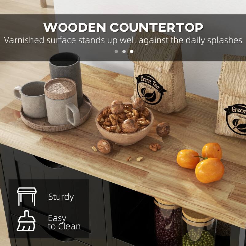 Rolling Kitchen Island Cart - Black