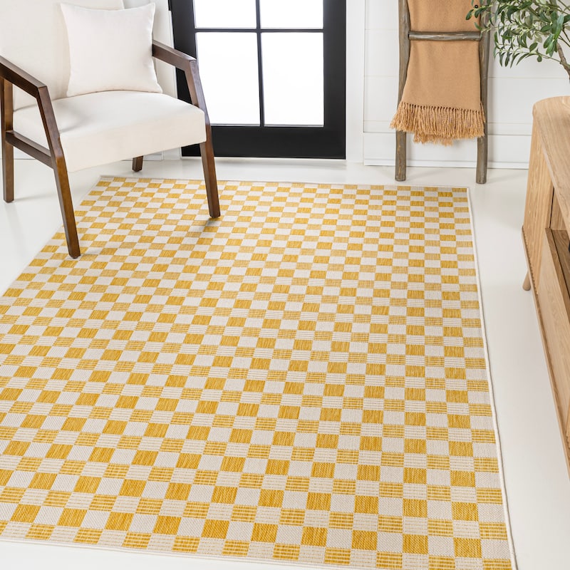 JONATHAN Y Maribel Traditional Cottage Checkerboard Green/Cream Indoor/Outdoor Area Rug