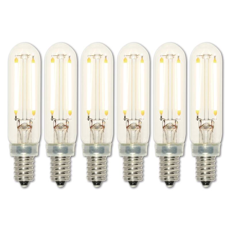 Westinghouse Lighting 2.5 Watt (25 Watt Equivalent) Clear T6 Dimmable Filament LED Light Bulb, Candelabra Base, 6 Pack