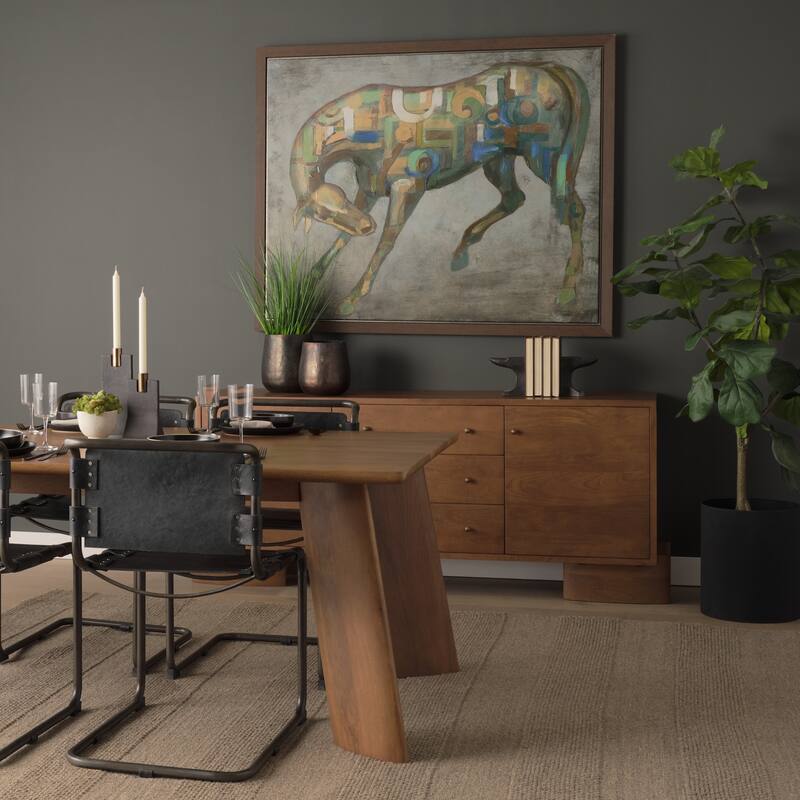 Jonan Brown Wood w/ Dark Aged Brass 2 Door 3 Drawer Sideboard