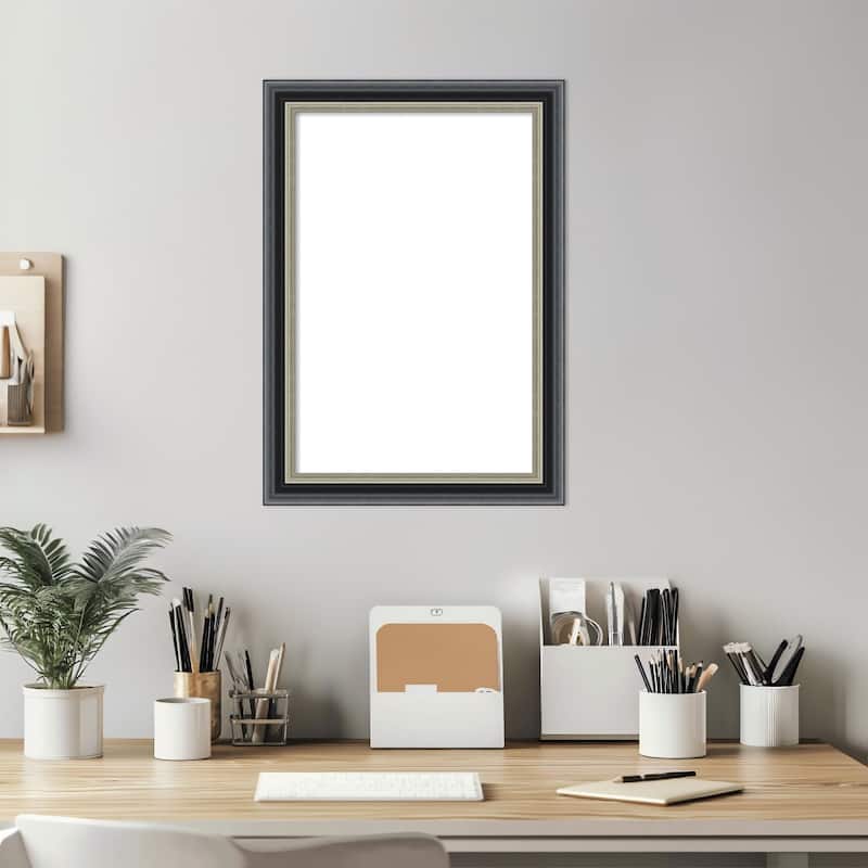 Amanti Art Theo Black Silver Framed Dry Erase Magnetic Board