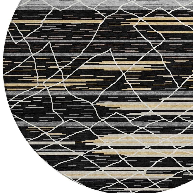 HomeRoots Striped Modern Rectangle Outdoor Rug