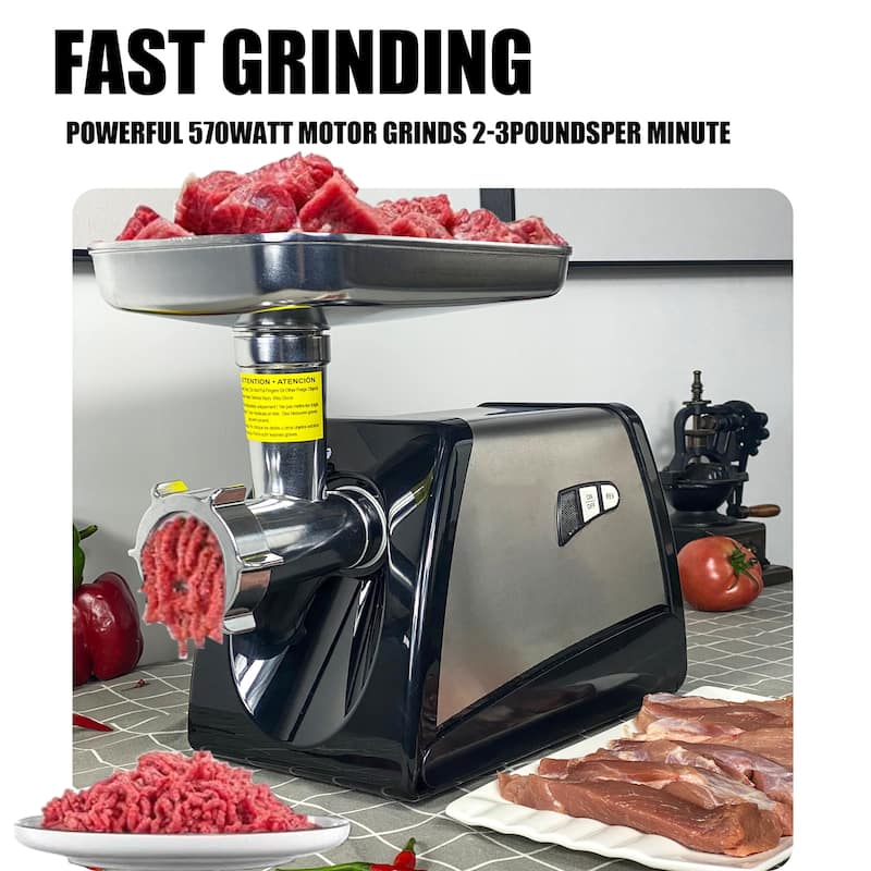 Anmytek Heavy Duty Stainless Steel Electric Meat Grinder with Sausage Stuffer 570 Watt - 13.38 in×11.61 in×7.08 in
