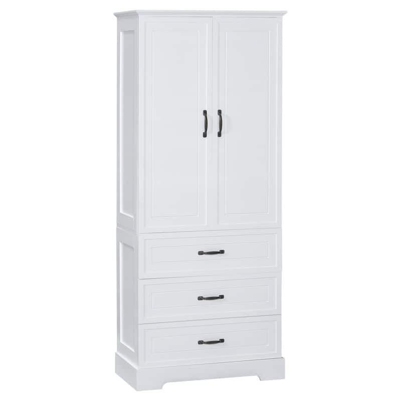 Tall Bathroom Storage Cabinet with 2 Doors and 2 Storage Drawers, Freestanding Bathroom Floor Cabinet with Adjustable Shelf
