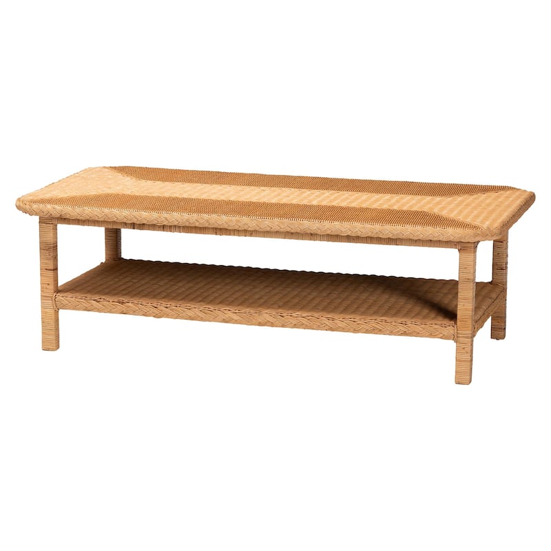 Minahasa Bohemian Light Honey Braided Rattan Coffee Table - Honey