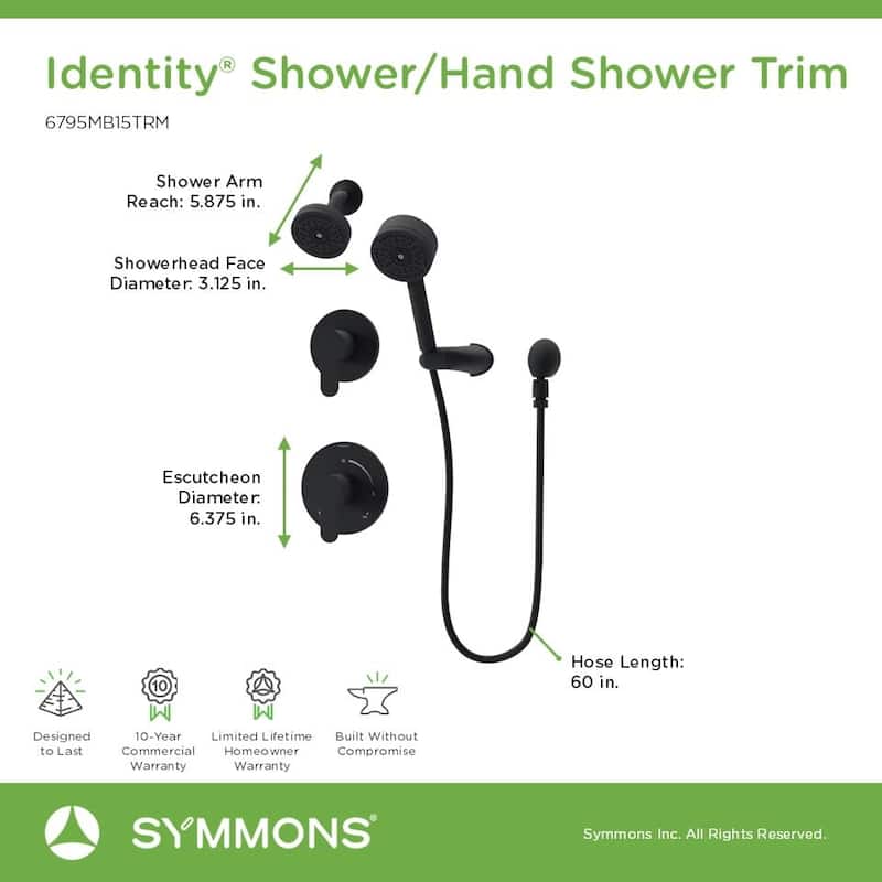 Symmons 679515TRM Identity HydroMersion Pressure Balanced Shower