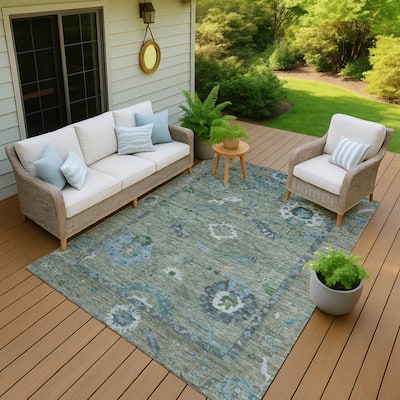 Machine Washable Indoor/ Outdoor Traditional Boho Chantille Rug
