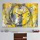 preview thumbnail 1 of 4, Designart 'Grey and Yellow Abstract Pattern' Modern 3 Panels Oversized Wall CLock - 36 in. wide x 28 in. high - 3 panels