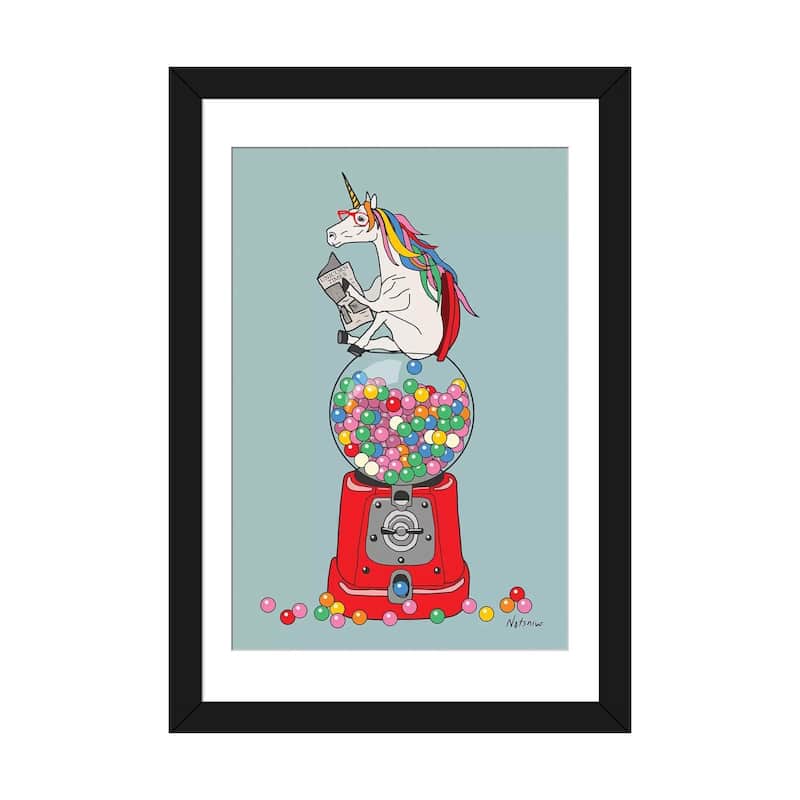 iCanvas "Unicorn Gumball Poop" by Notsniw Art - Black - 32x24x1
