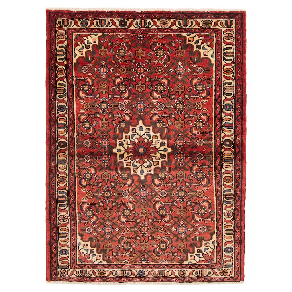ECARPETGALLERY Hand-knotted Andelz Red Wool Rug - 3'11 x 5'4