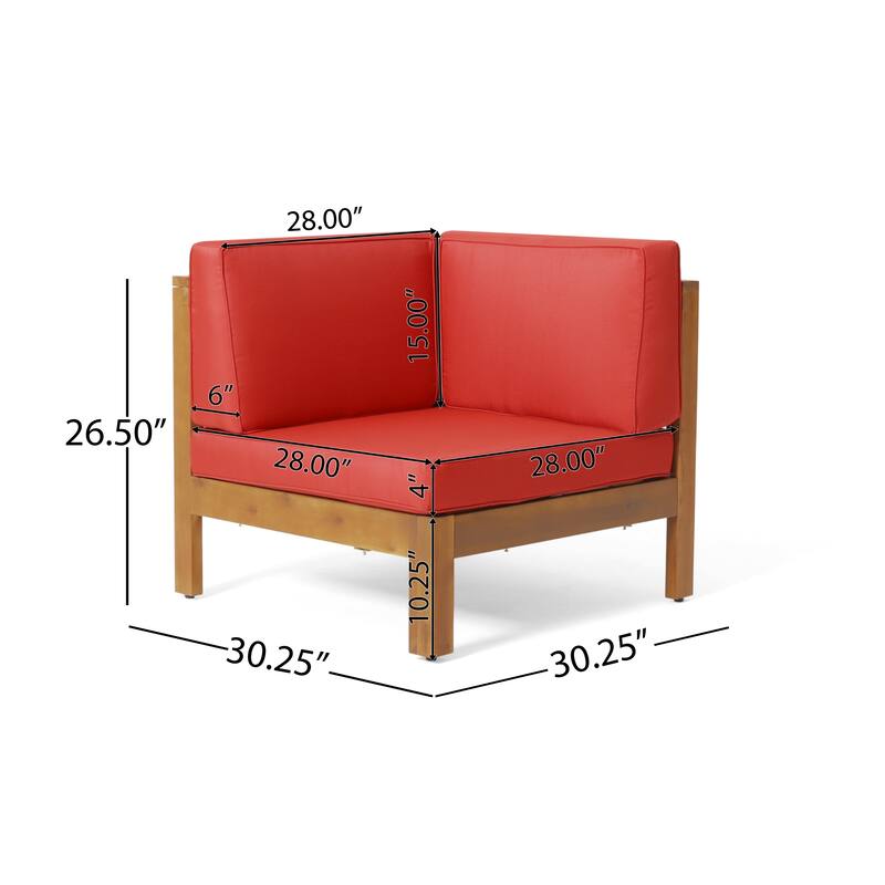 Brava Outdoor Acacia Wood 8 Seater U-Shaped Sectional Sofa Set with Fire Pit by Christopher Knight Home