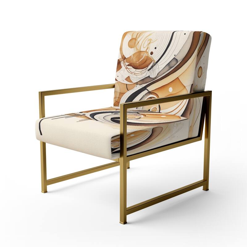 Designart "Brown And Black Movement IV" Upholstered Modern & Contemporary Accent Chair and Modern & Contemporary Arm Chair
