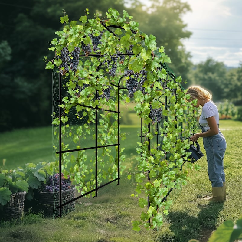 Large Metal Archway Arbor Plants Arch Trellis Garden Tunnel with Climbing Net