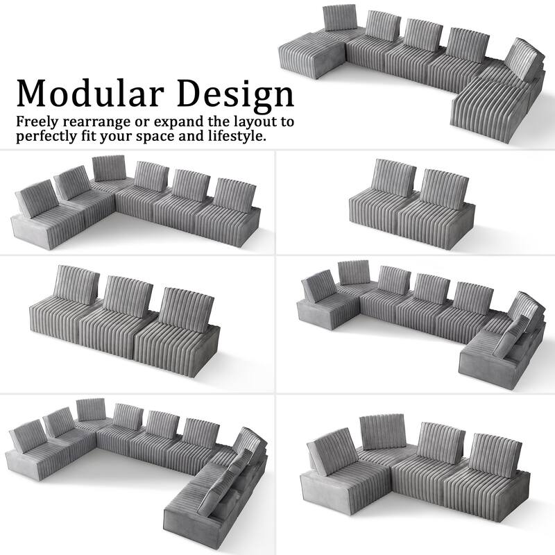 CraftPorch 7-Pieces Contemporary Clean-Line Linen Upholstered