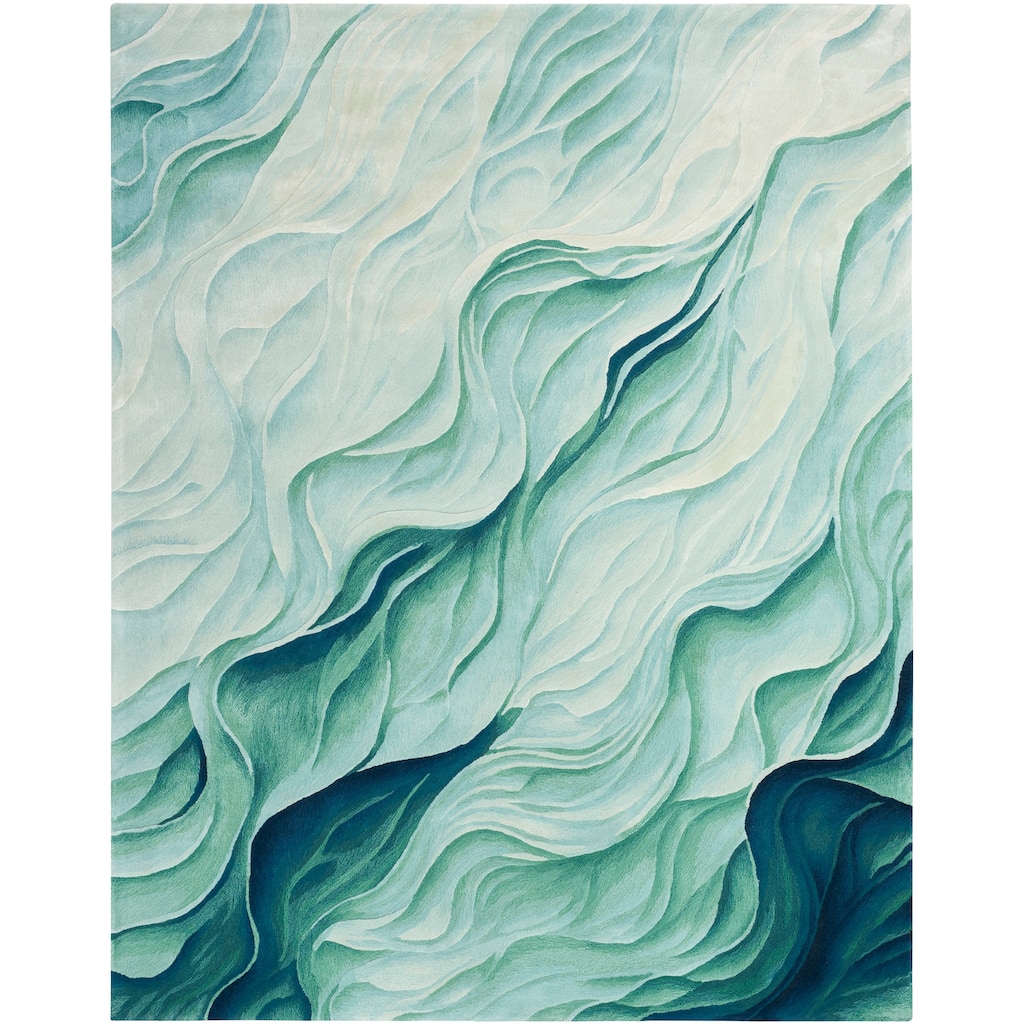 Nourison Prismatic Silver Green Modern Luxe Hand-Tufted Indoor Rug