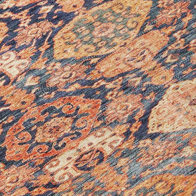 Machine Washable Indoor/ Outdoor Traditional Damask Chantille Rug