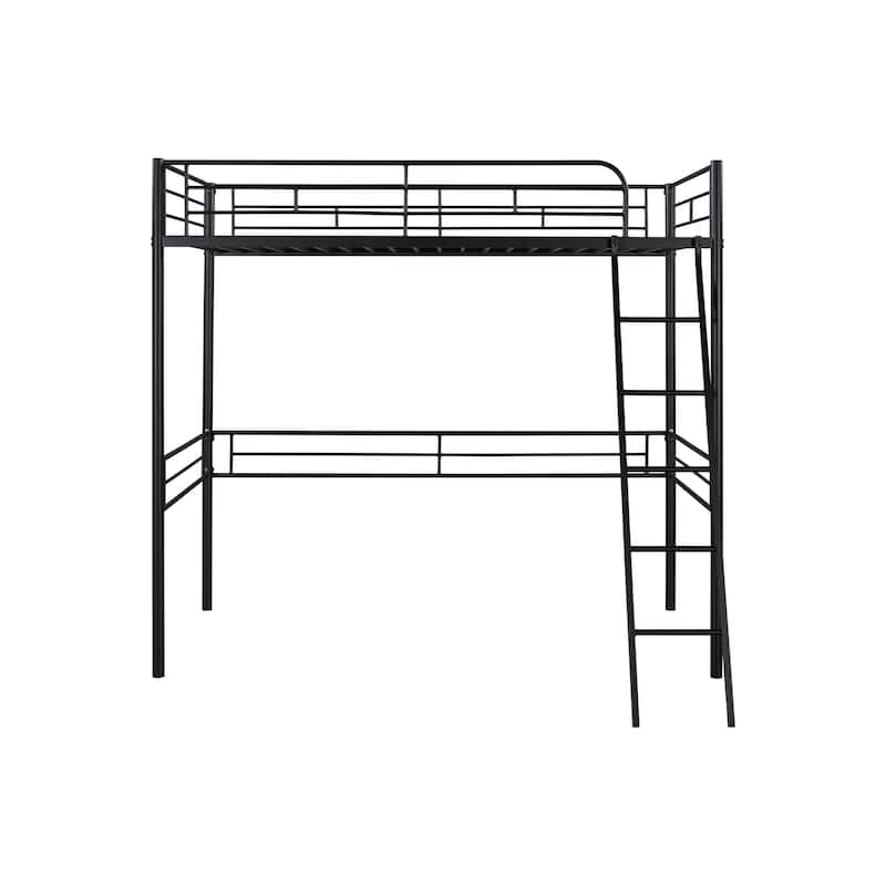 Metal Twin Size Loft Bed Frame with Stairs, Safety Side Rail - Bed Bath ...