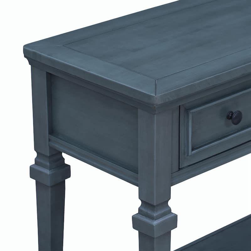 50"L Classic Retro Style Console Table with Three Top Drawers and Open Style Bottom Shelf (Gray Wash)