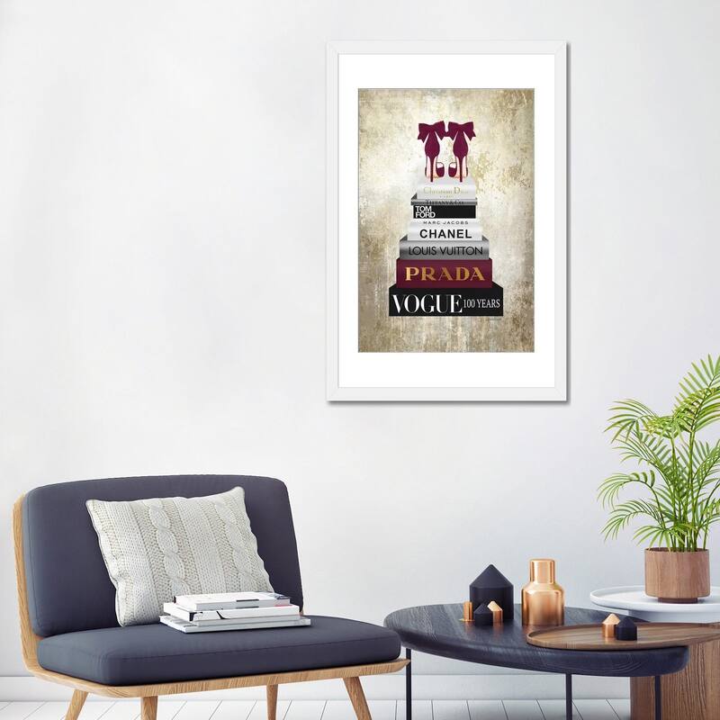 iCanvas "Tall Book Stack With Burgundy Shoes & Gold Background" by Amanda Greenwood